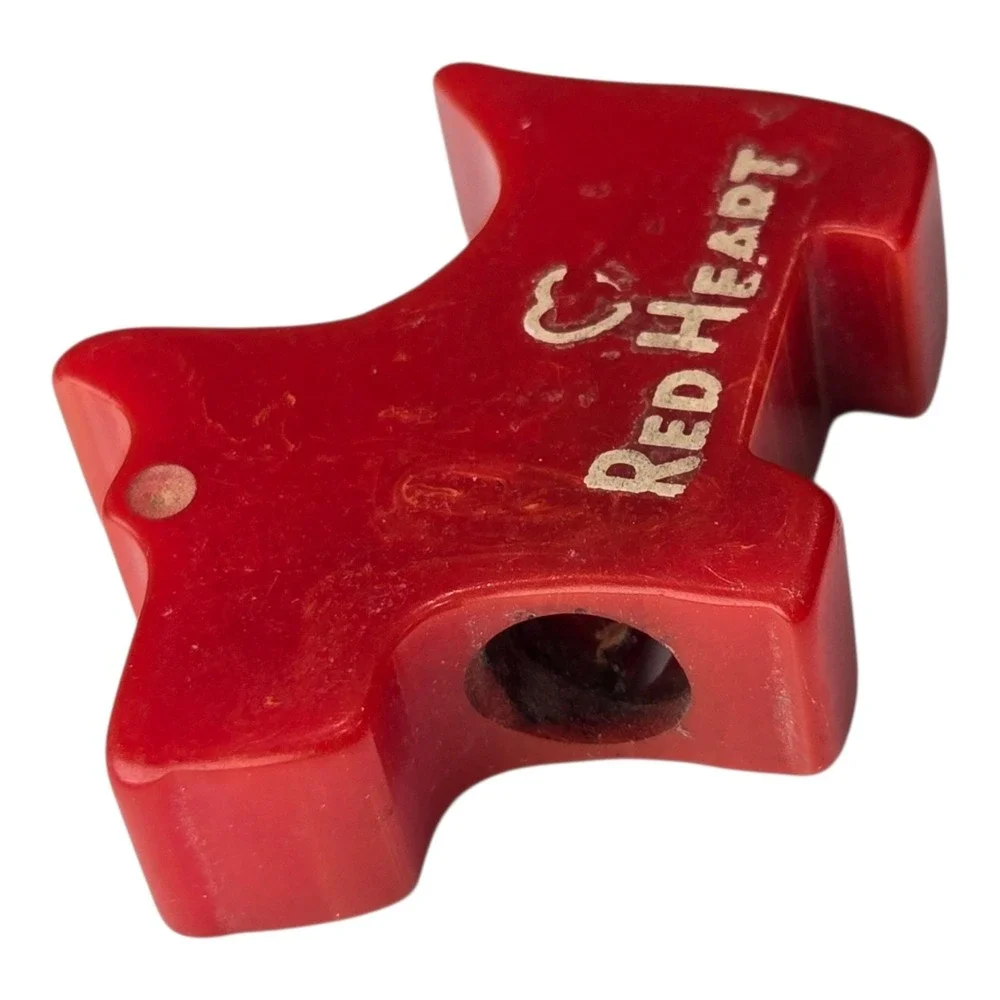 Vintage Red Heart Scottie Dog Pencil Sharpener Red Bakelite Plastic Dog Figurine